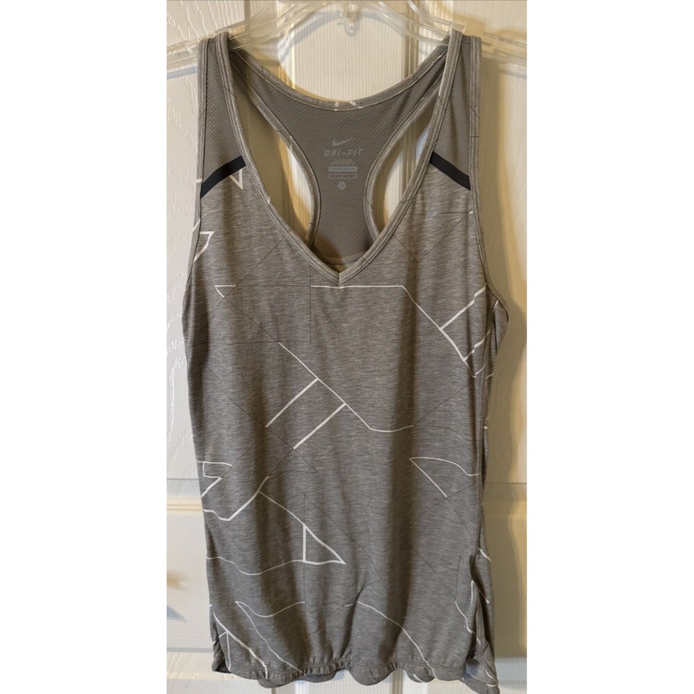 Women's Nike Dri Fit Top Tank, Running, Training, Back Pocket, Size M, Gray